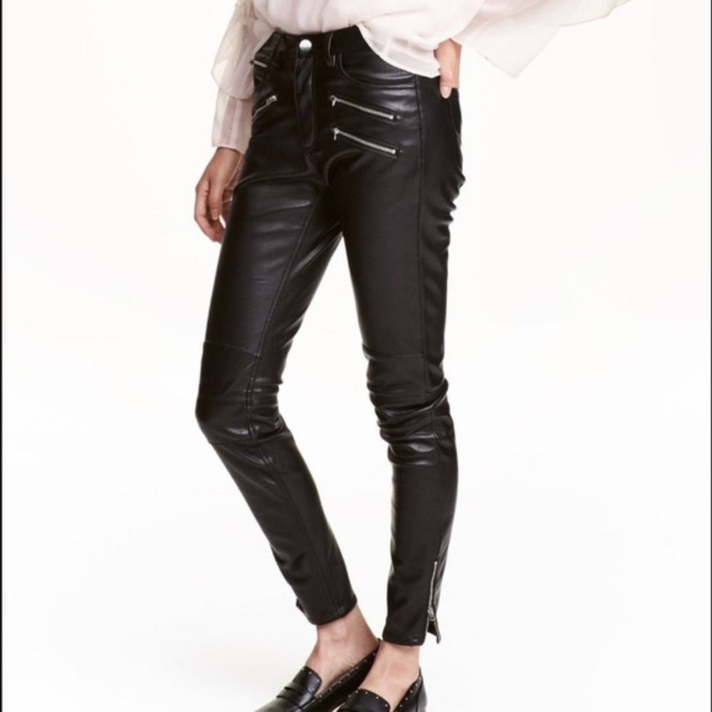 H&M imitation leather biker pants